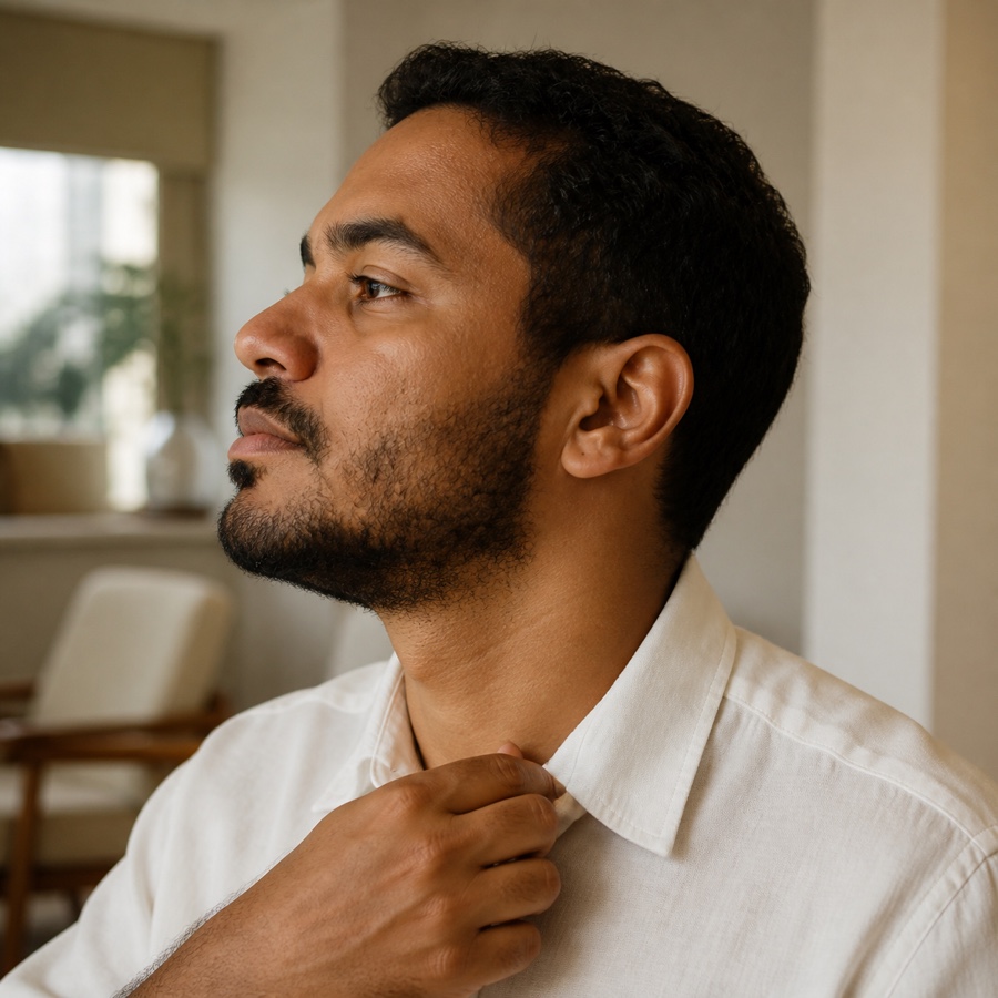 Imagem de referência do contorno da barba de homem adulto